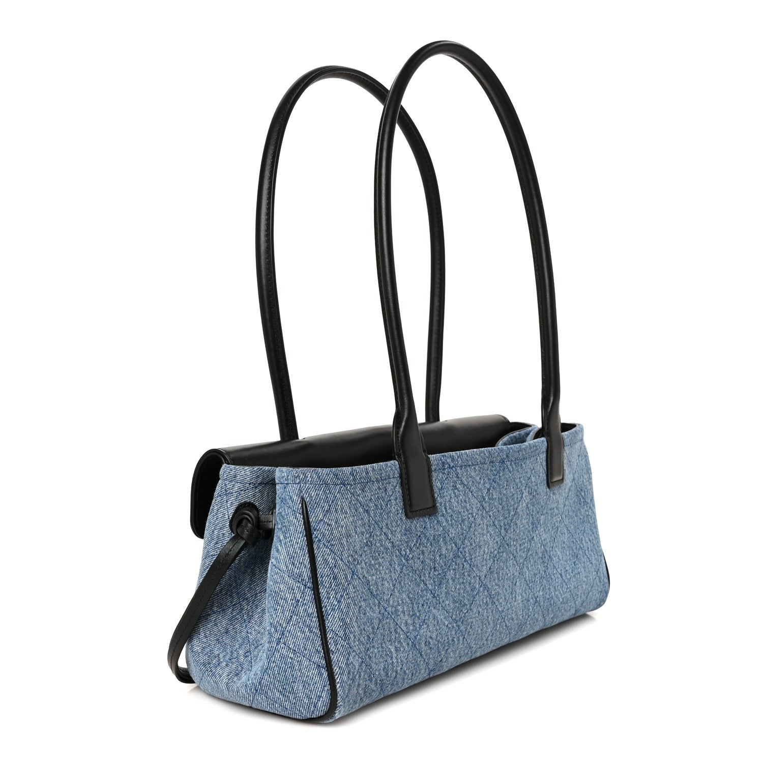 Chanel Calfskin Denim Stitched Urban Essentials Small Shopping Bag Blue Black 3 of 10