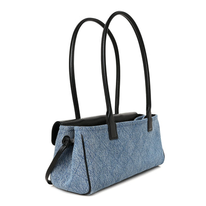 Chanel Calfskin Denim Stitched Urban Essentials Small Shopping Bag Blue Black 3 of 10