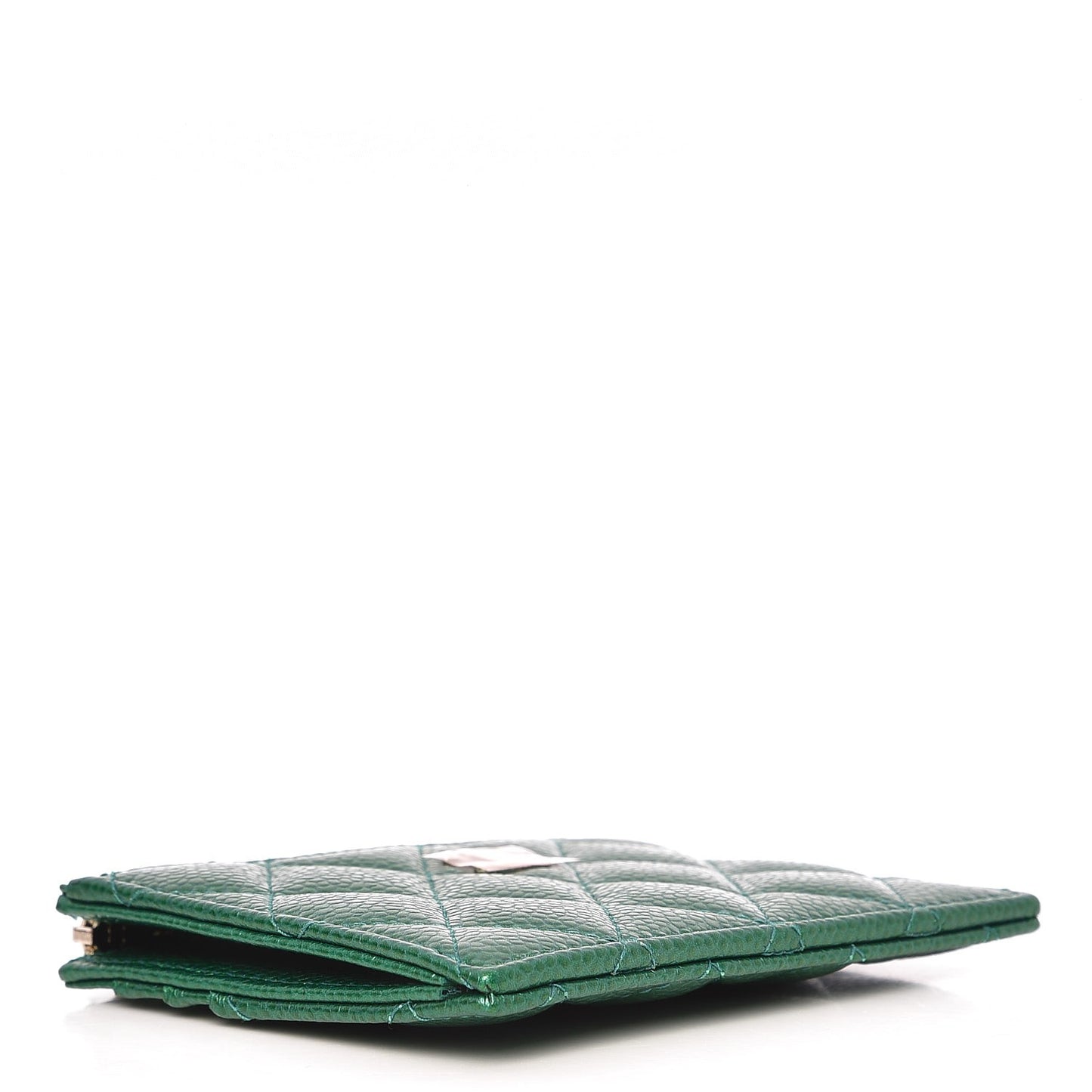 Metallic Caviar Quilted CC Zip Card Holder Green