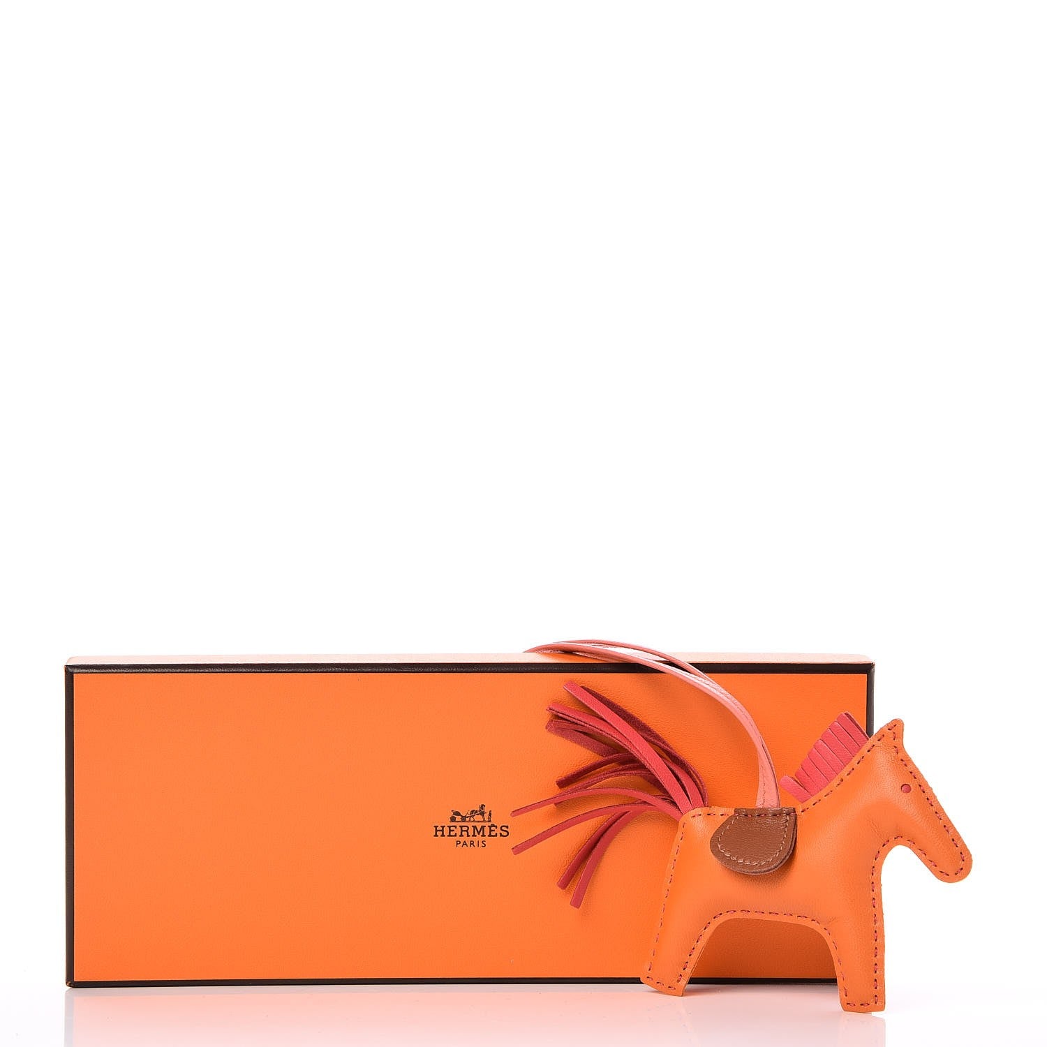 Hermes Milo Lambskin Grigri Rodeo Horse Bag Charm PM Orange Bougainvillea Gold Flamingo 4 of 4