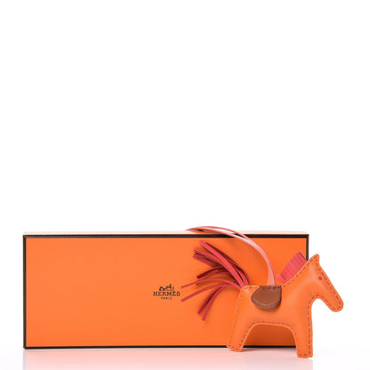 Hermes Milo Lambskin Grigri Rodeo Horse Bag Charm PM Orange Bougainvillea Gold Flamingo 4 of 4