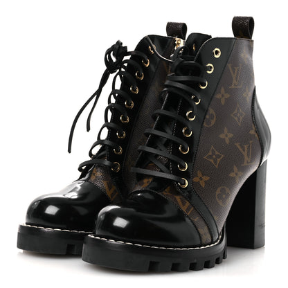Louis Vuitton Patent Calfskin Monogram Star Trail Ankle Boots 40 Black 4 of 10