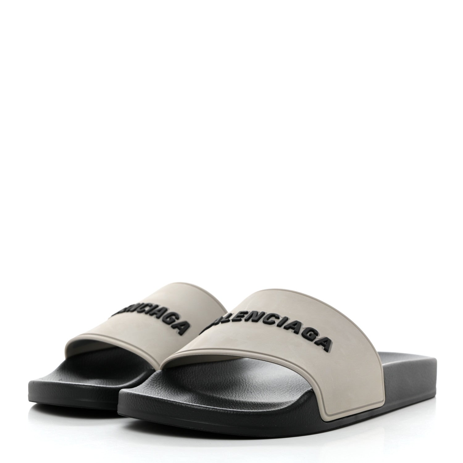 Balenciaga Rubber Womens Logo Pool Slide Sandals 37 Black Grey 3 of 10