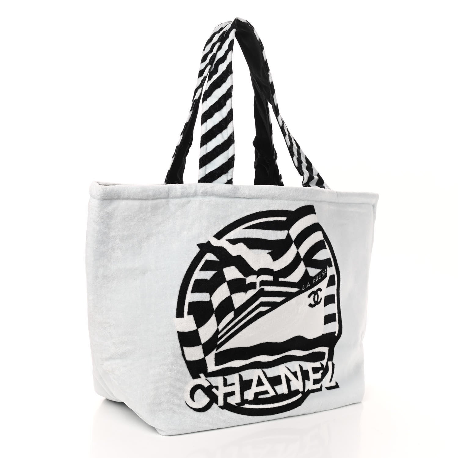 Chanel Terry Cloth Cotton La Pausa Bay Reversible Beach Tote 4 of 12