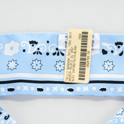 Hermes Silk Peuple Du Vent Bandana Twilly Bleu Oxford Noir Blanc 4 of 7