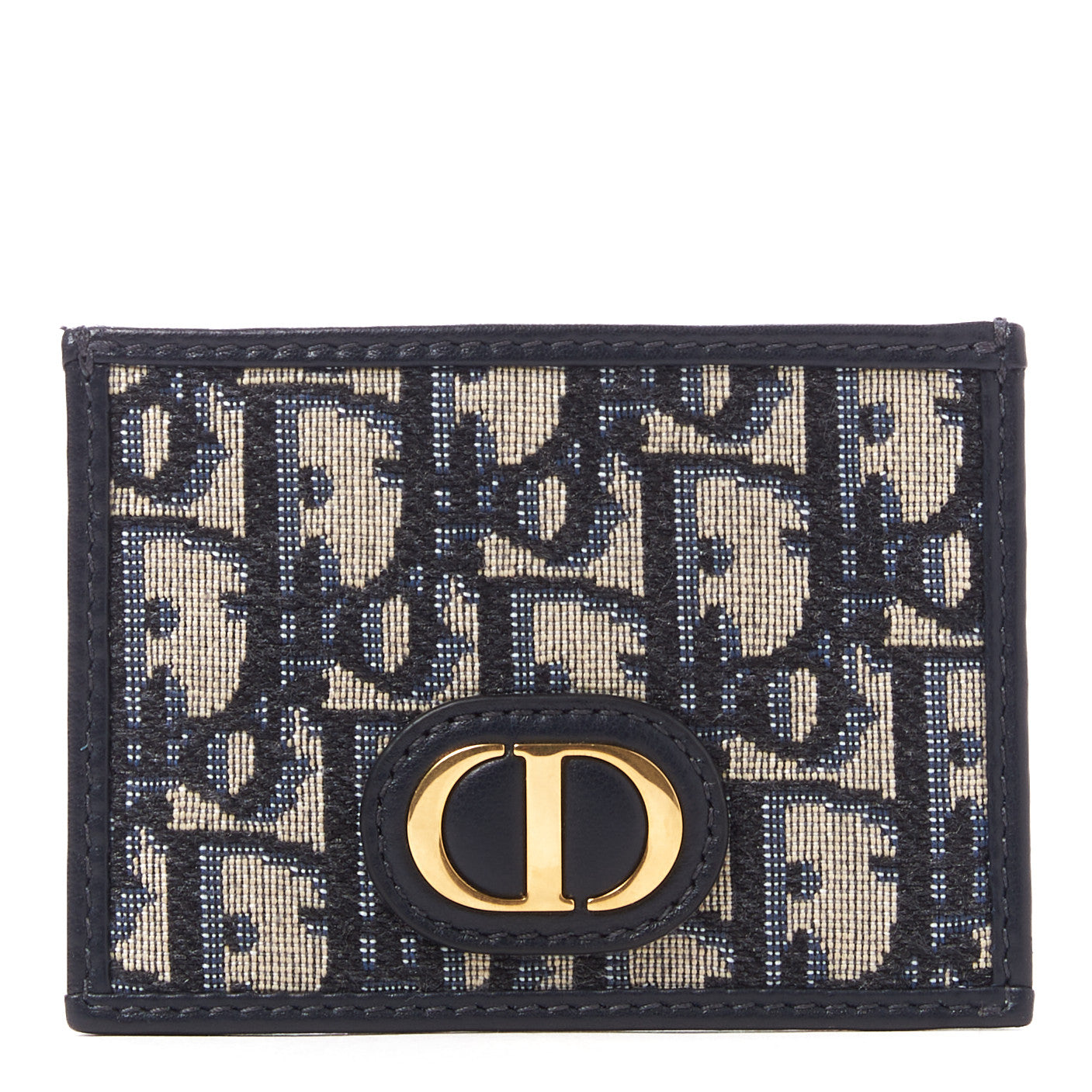 Oblique Calfskin Card Holder Black