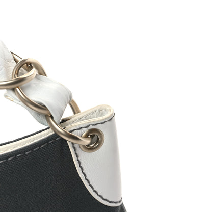 Chanel Lambskin Canvas CC Olsen Chain Shoulder Bag White Grey 10 of 10