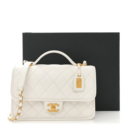 Chanel Caviar Quilted School Memory Small Top Handle Flap White 13 of 13