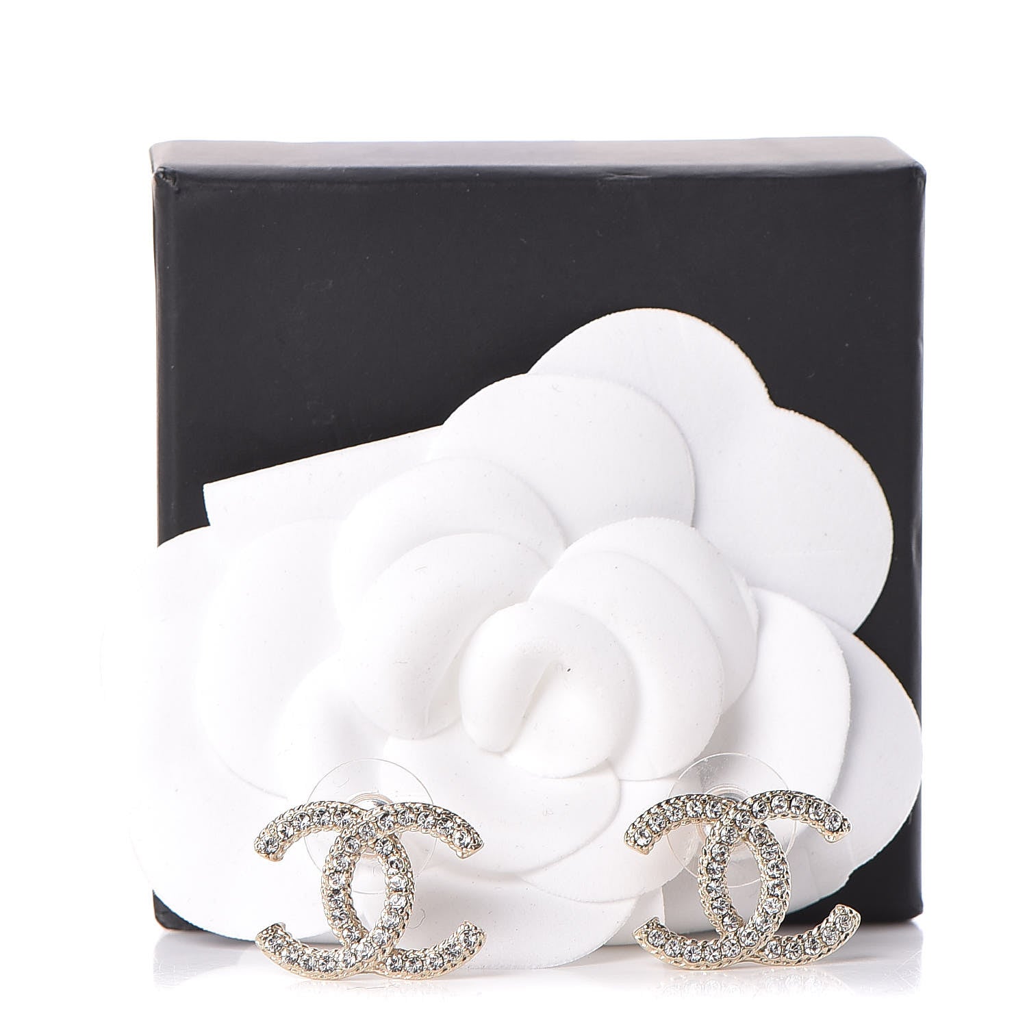 Chanel Crystal CC Earrings Gold 5 of 5