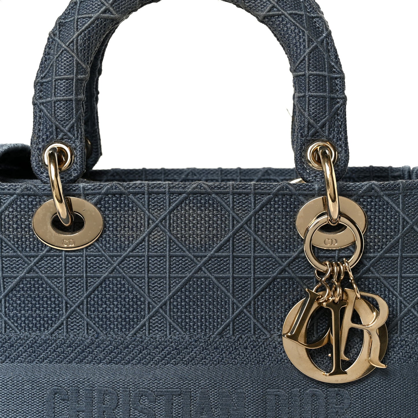 Canvas Embroidered Cannage Medium Lady D-Lite Denim Blue