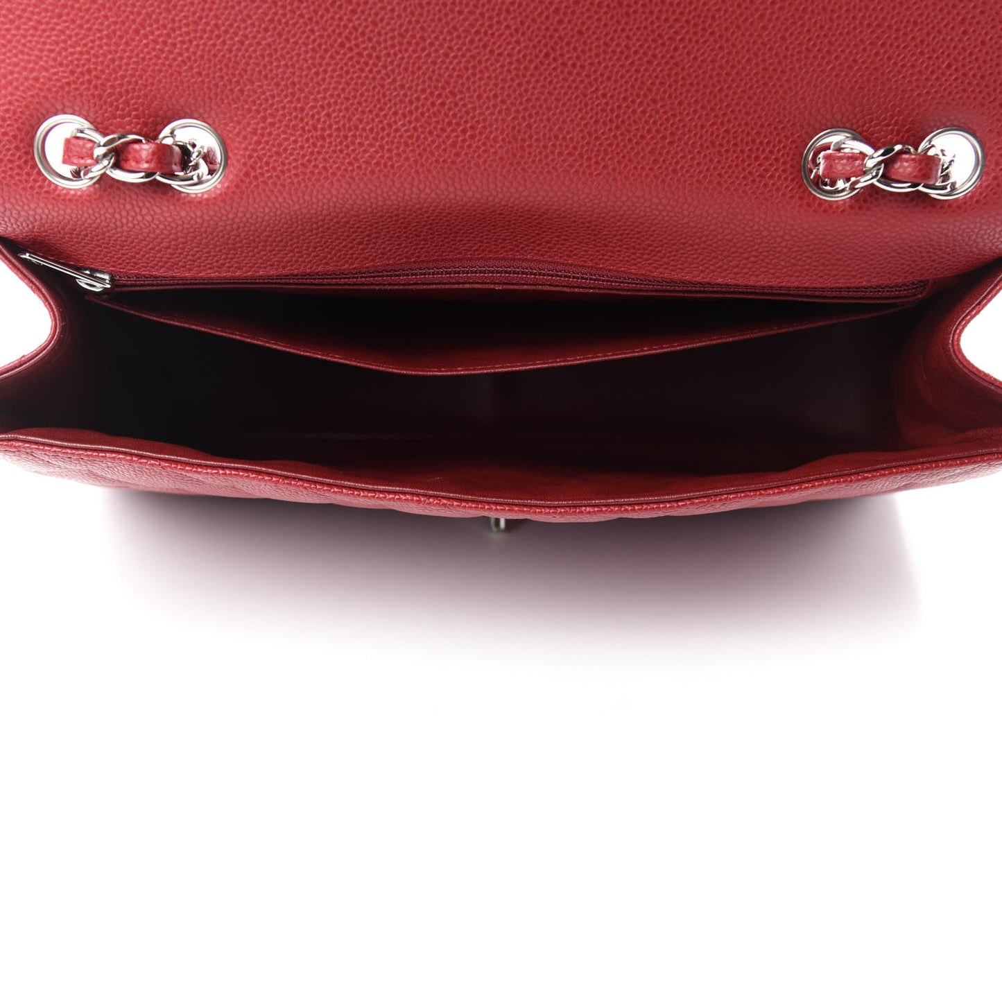 Caviar Quilted Jumbo Single Flap Dark Red