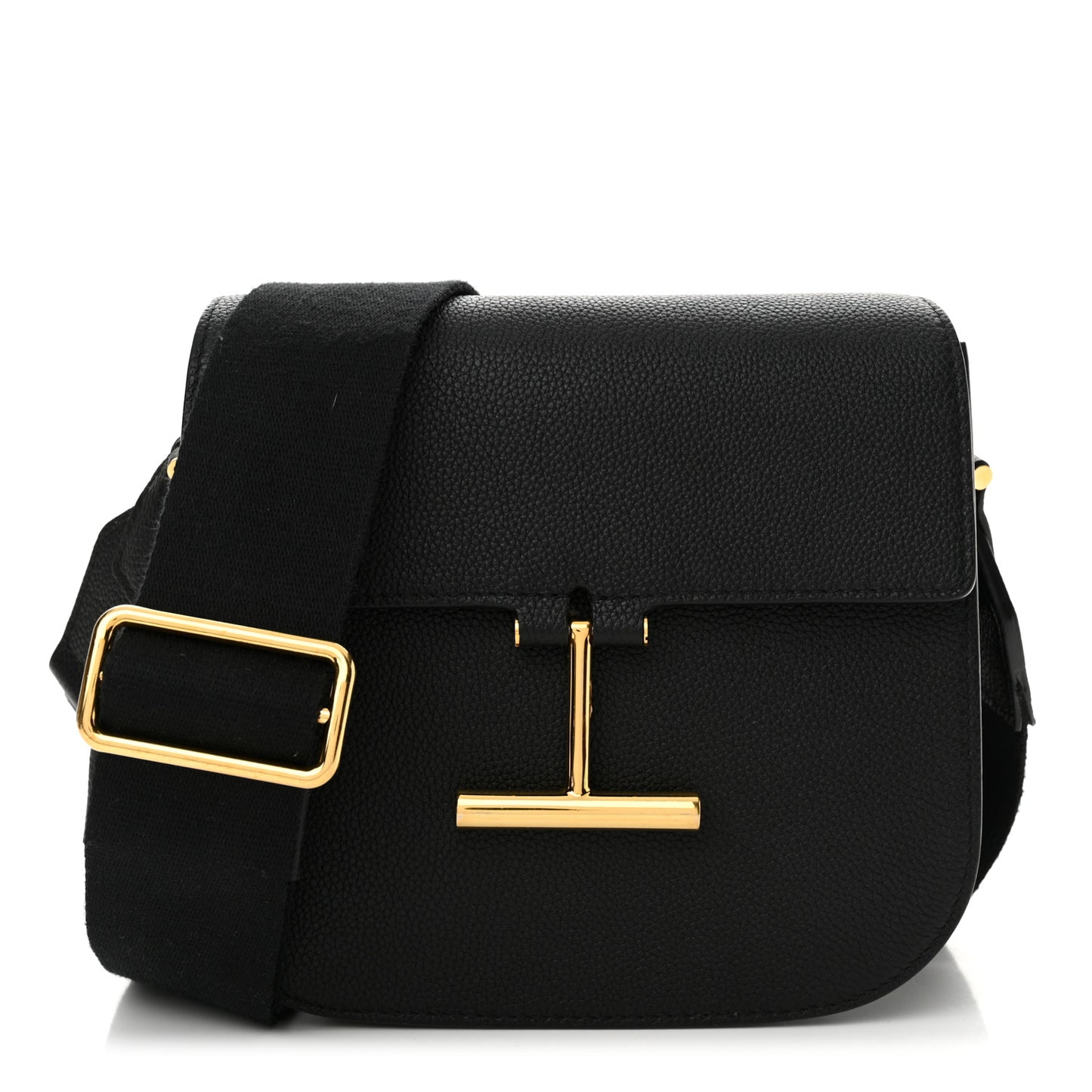 Grained Calfskin Mini T Clasp Tara Crossbody Bag Black