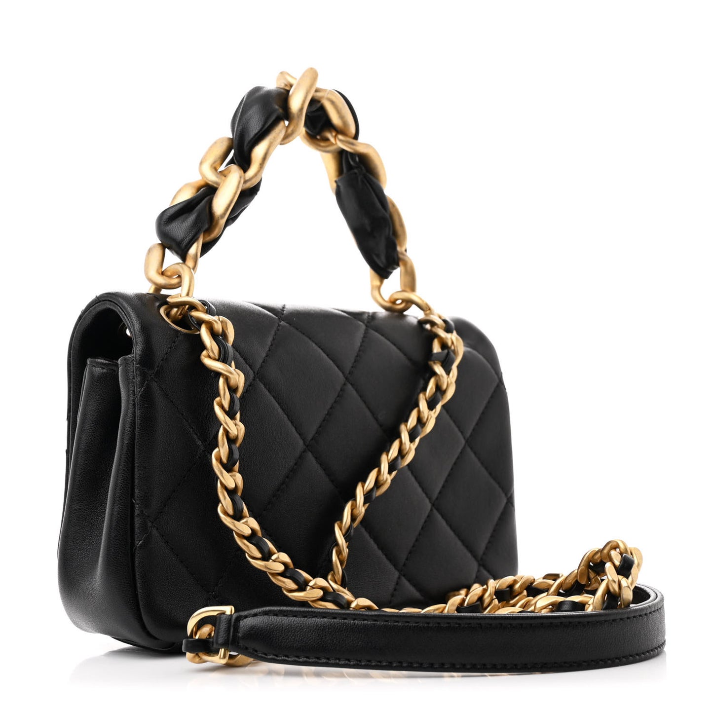 Shiny Lambskin Small Chain Is More Flap Black