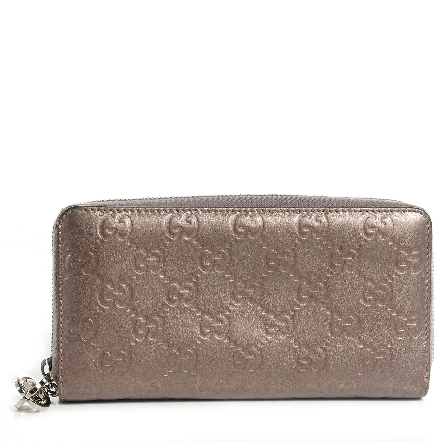 Metallic Guccissima Large Twins Zip Around Wallet Mauve