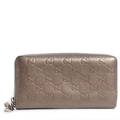Gucci Metallic Guccissima Large Twins Zip Around Wallet Mauve 1 of 7
