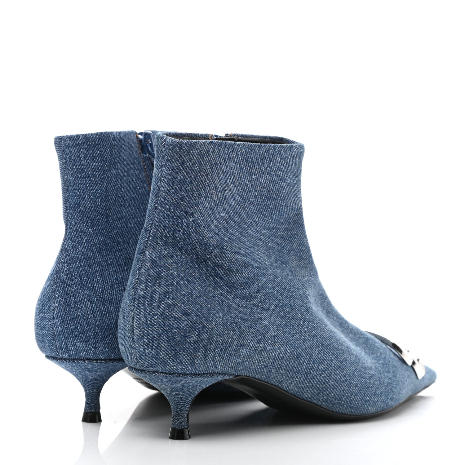 Balenciaga Denim BB Pointy Toe Ankle Booties 37 Light Bleu 4 of 9