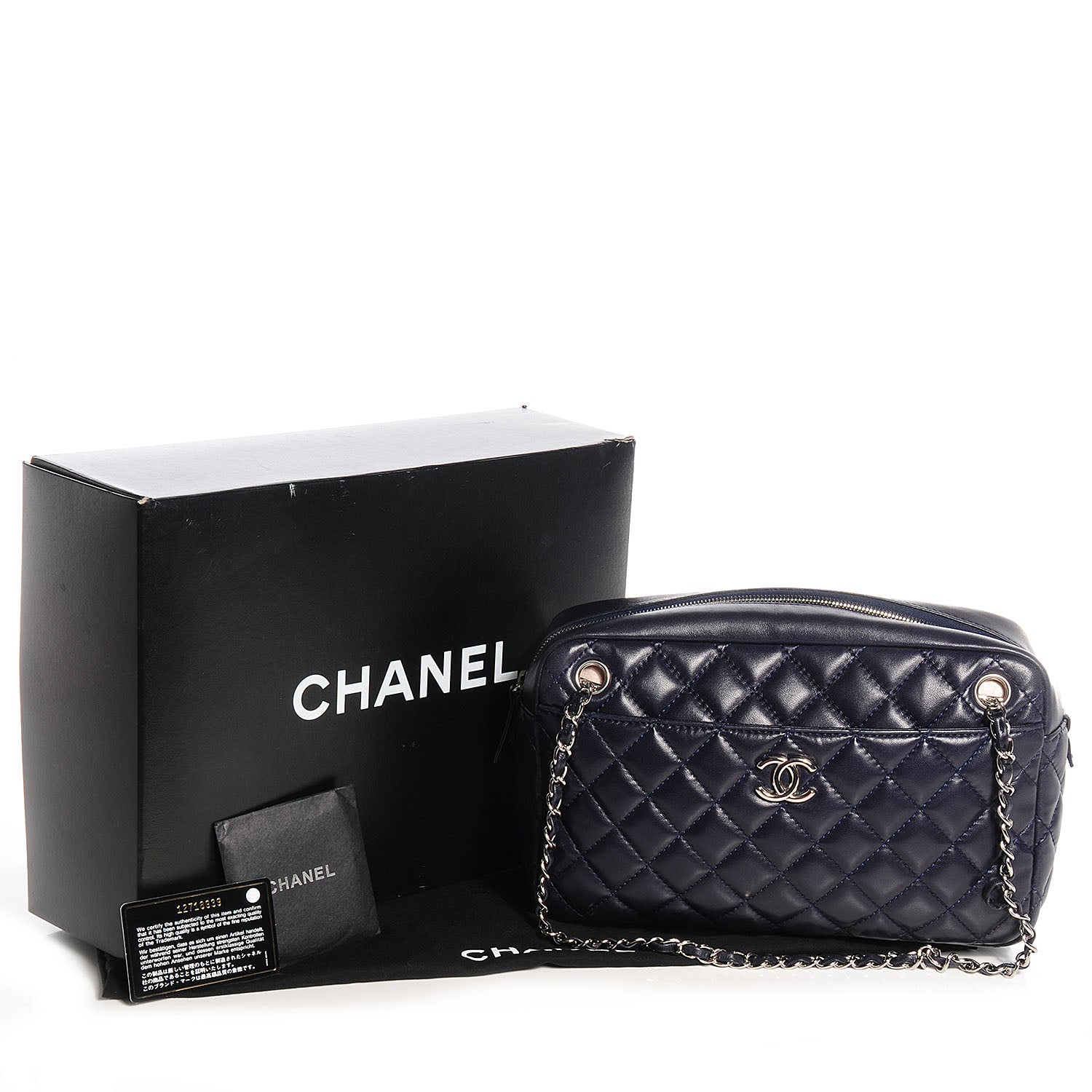 Chanel Lambskin Medium Camera Case Navy 5 of 9