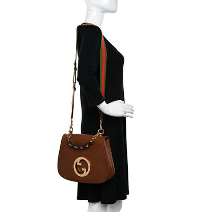 Gucci Roxy Calfskin Web Medium Blondie Top Handle Shoulder Flap Bag Cuir 2 of 12