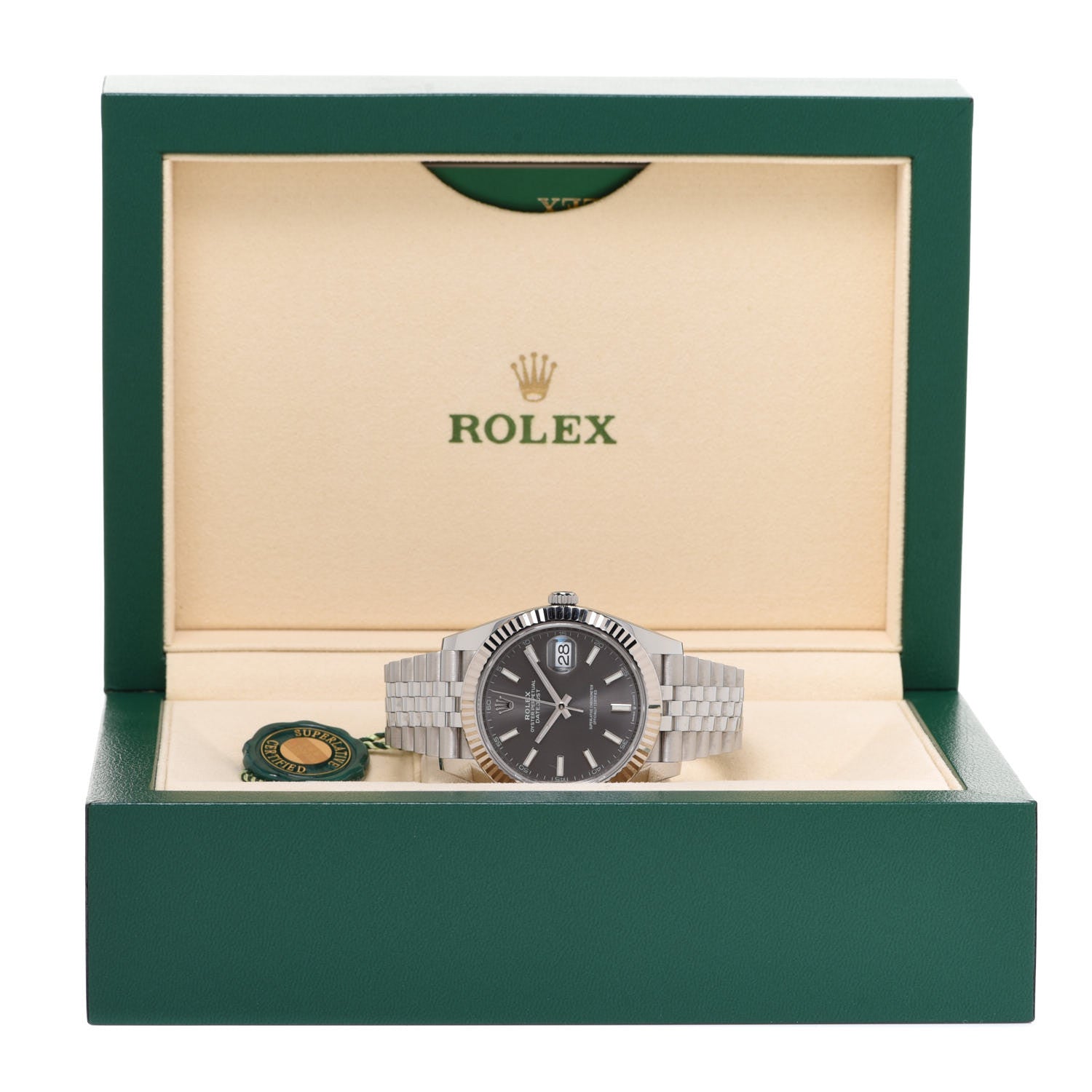 Rolex Stainless Steel 18K White Gold 41mm Oyster Perpetual Datejust Watch Slate 126334 5 of 5
