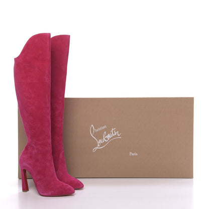 Christian Louboutin Veau Velours Eleonor Tall Boots 37 Bomba 8 of 8