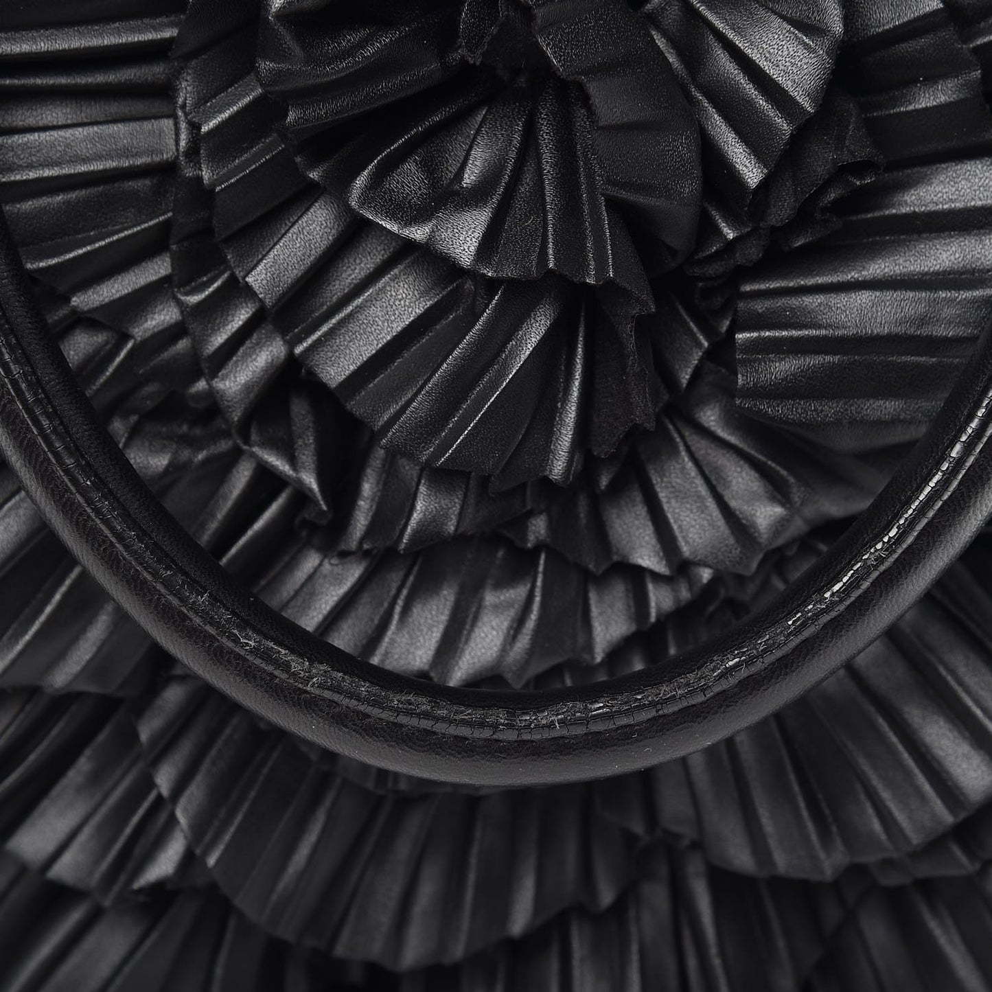 Nappa Pleated Petale Dome Tote Black