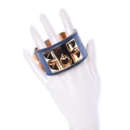 Hermes Lizard Collier De Chien CDC Bracelet T2 Bleu Saphir 2 of 5