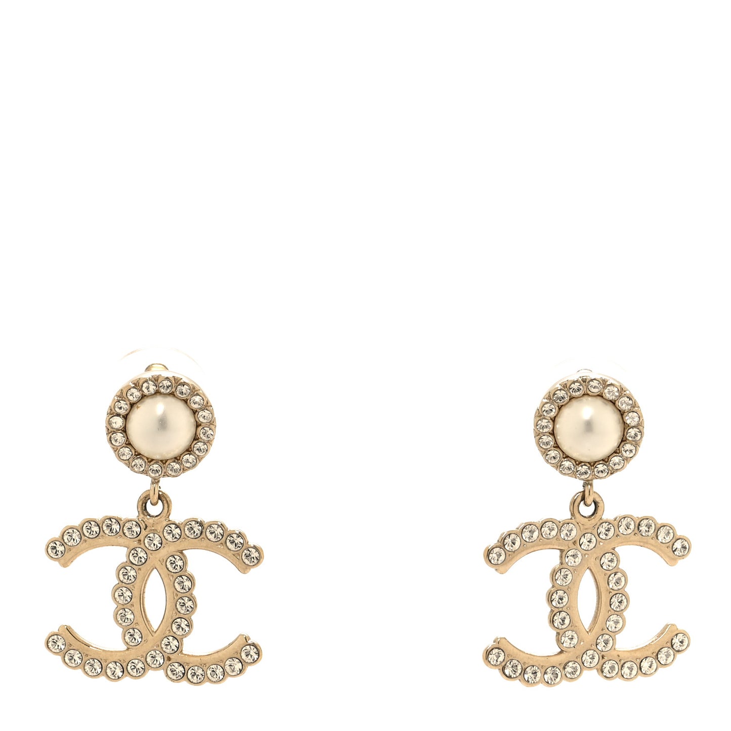 Crystal Pearl Bow-tiful CC Drop Earrings Gold