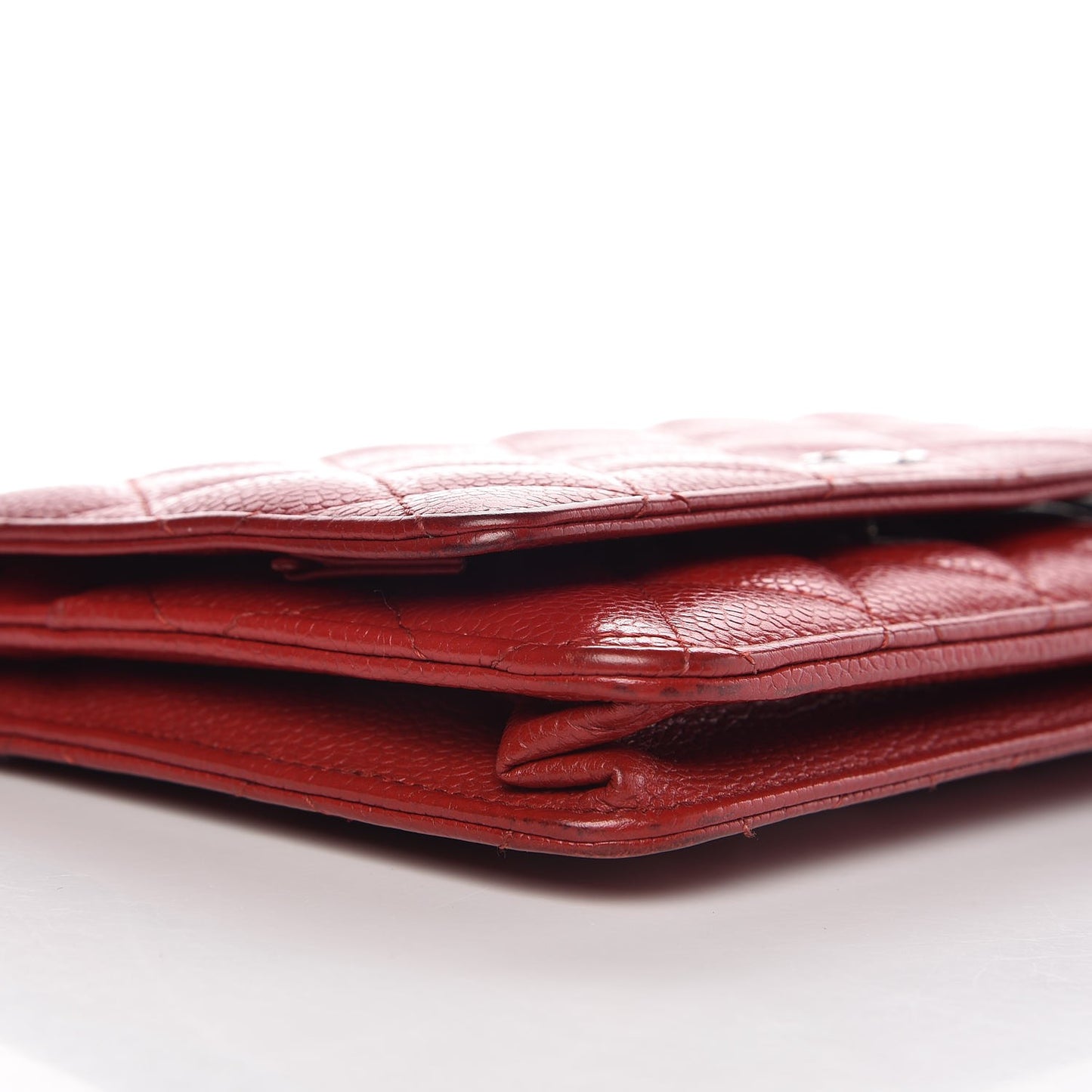 Caviar Quilted Wallet on Chain WOC Red