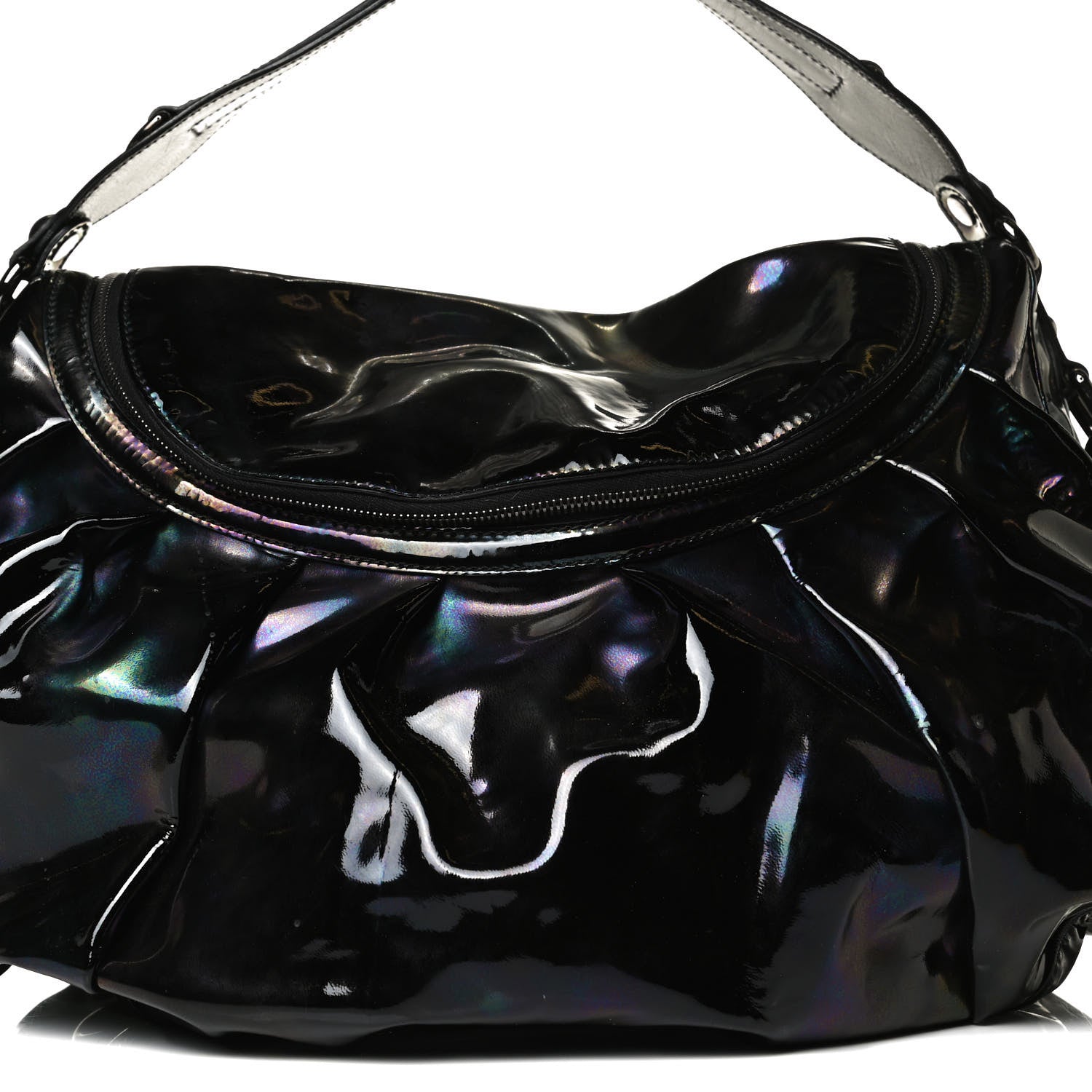 Gucci Iridescent Patent Medium Icon Bit Shoulder Bag Black 9 of 17