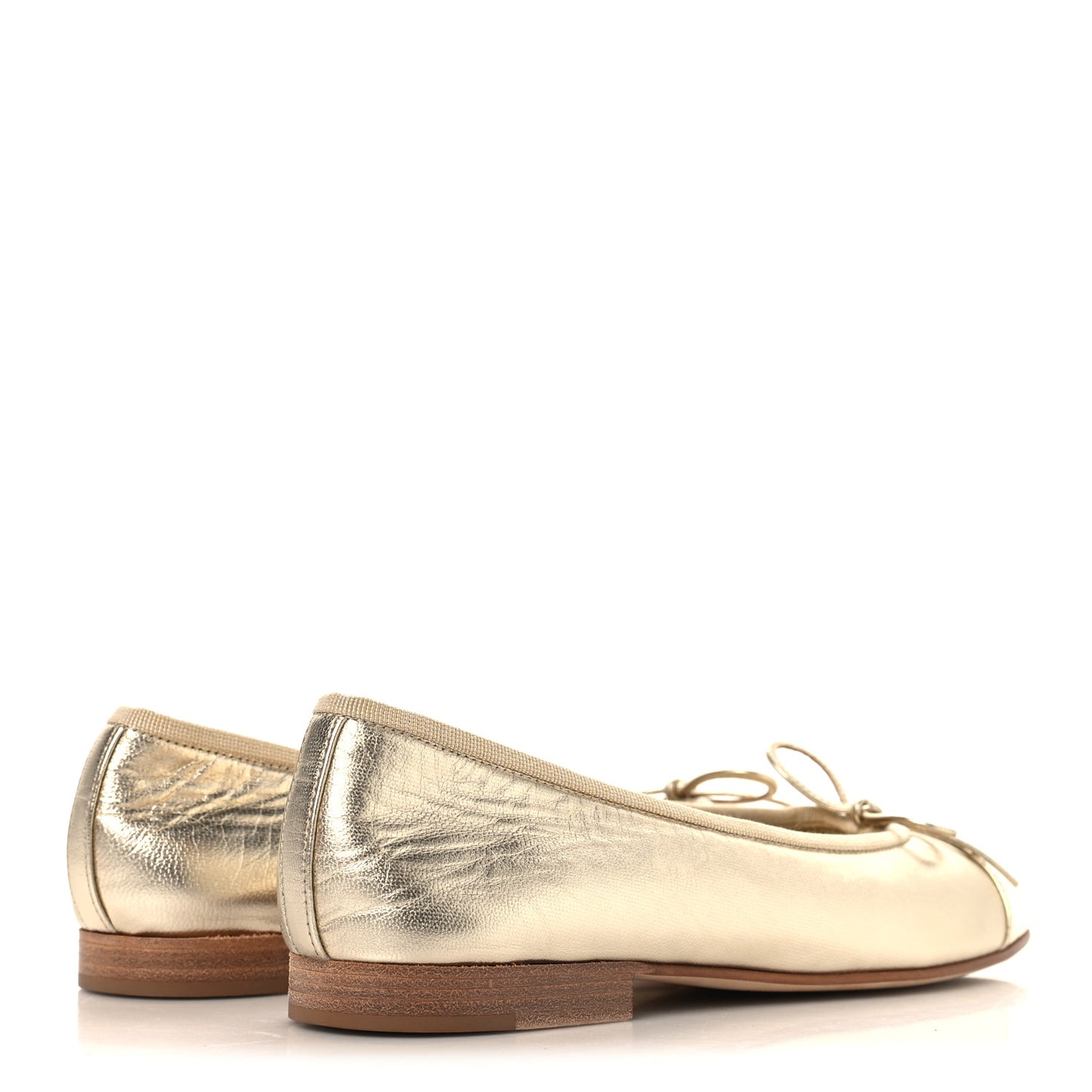 Metallic Goatskin CC Cap Toe Ballerina Flats 37 Gold