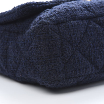 Chanel Tweed Quilted Maxi 19 Flap Navy 9 of 11