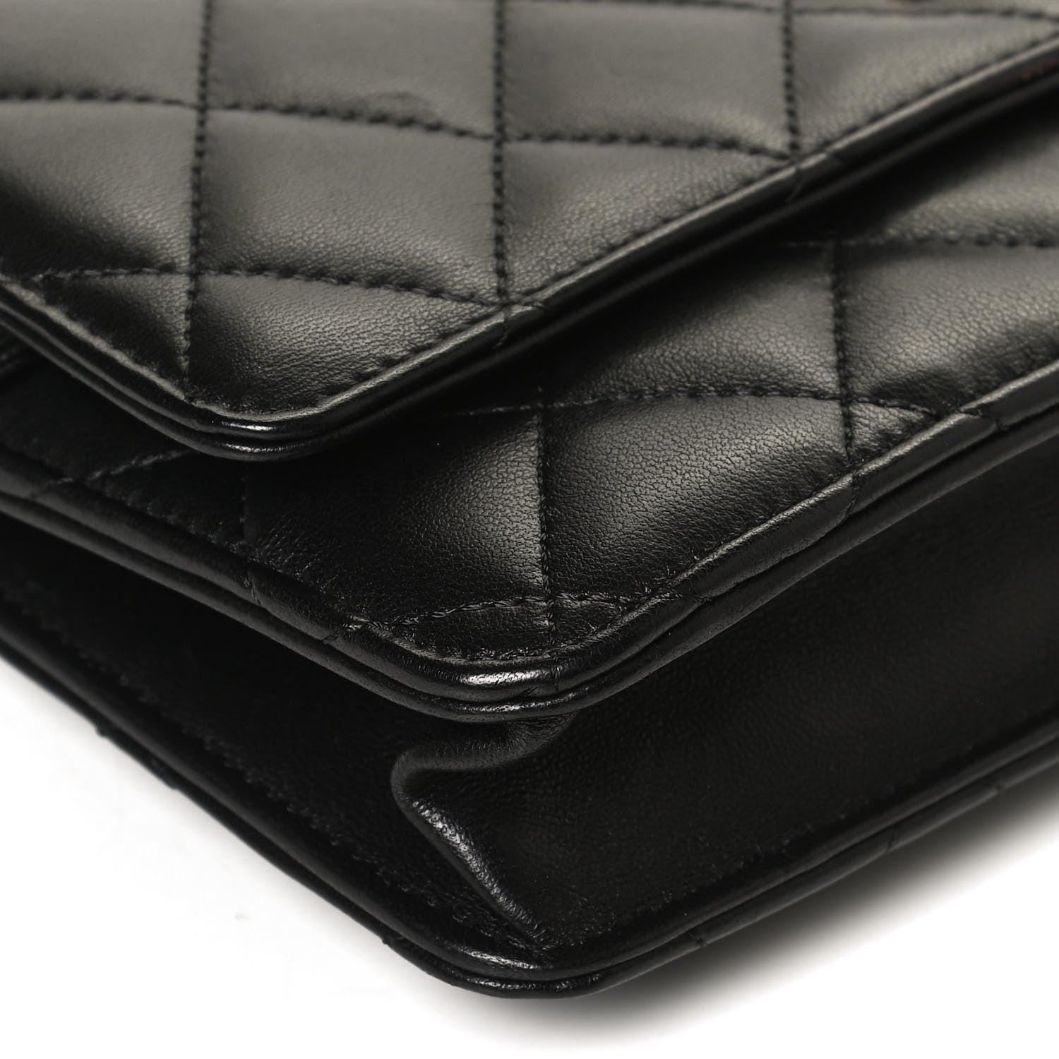 Chanel Lambskin Quilted Wallet On Chain WOC Black 10 of 11