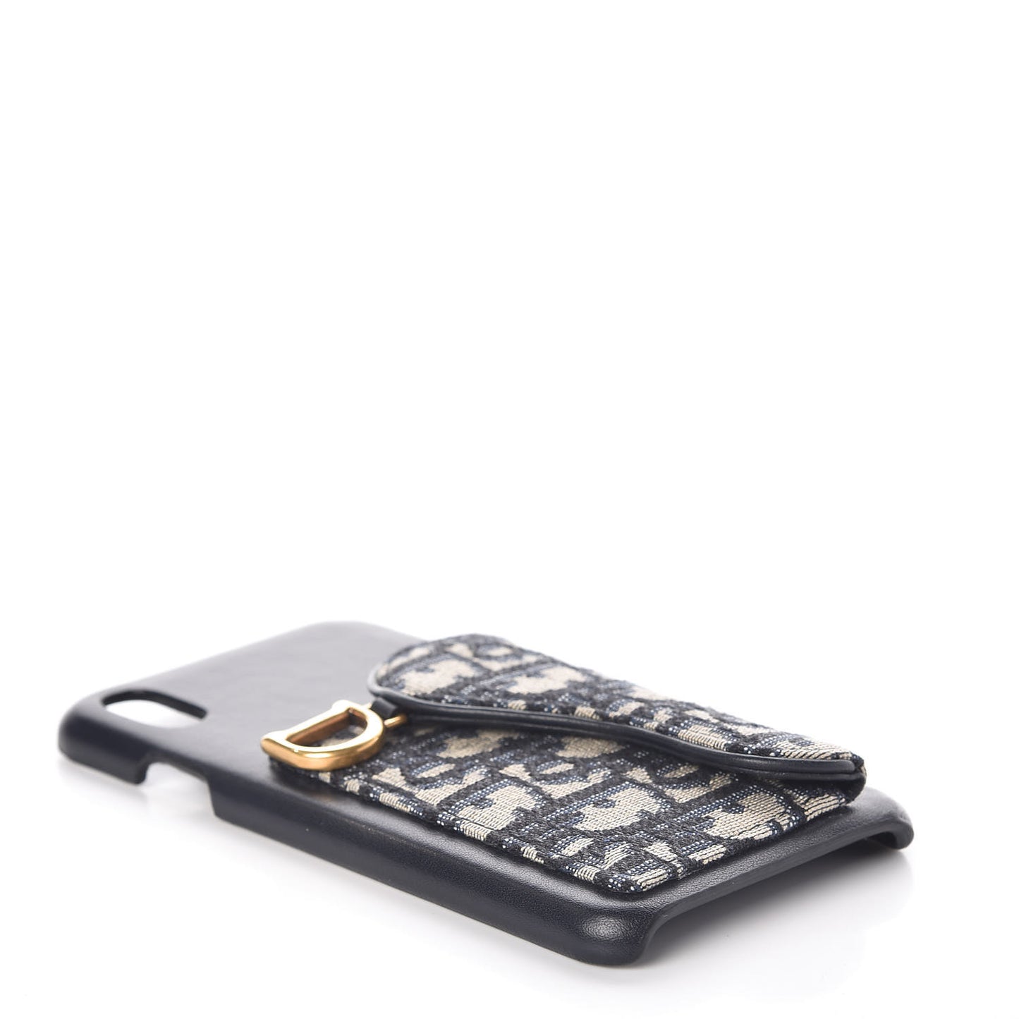 Oblique Calfskin Saddle iPhone X Case Blue