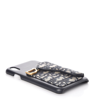 Christian Dior Oblique Calfskin Saddle iPhone X Case Blue 4 of 5