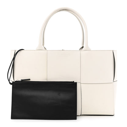 Bottega Veneta Nappa Maxi Intrecciato Medium Arco Tote White Black 1 of 11