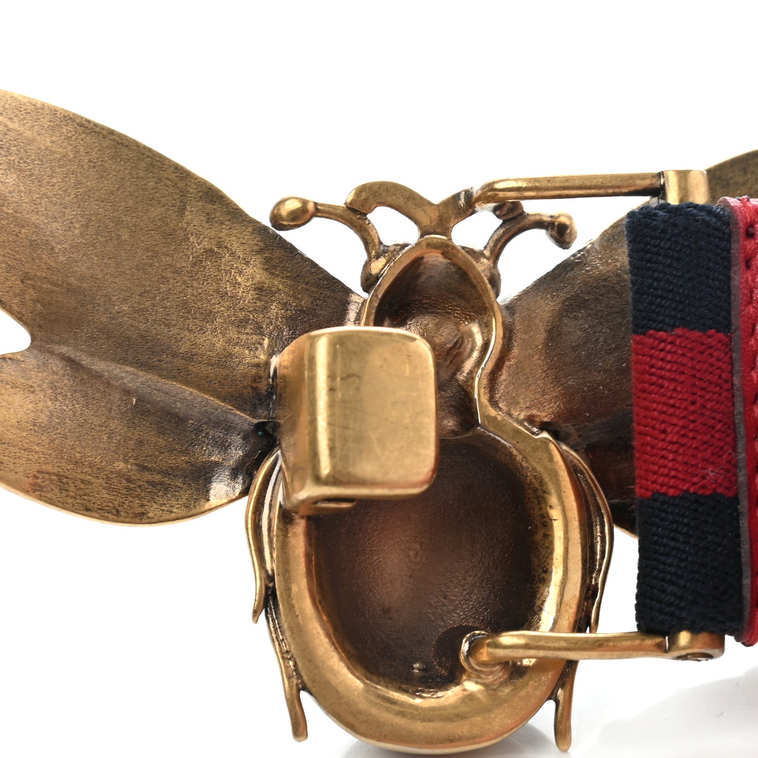 Gucci Web Queen Margaret Bee Belt 90 36 Red Navy 6 of 7