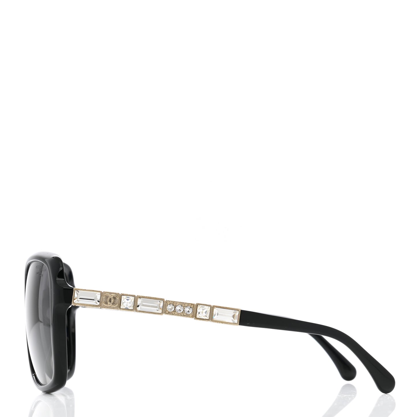 Crystal Baguette Polarized Square Sunglasses 5308-B Black