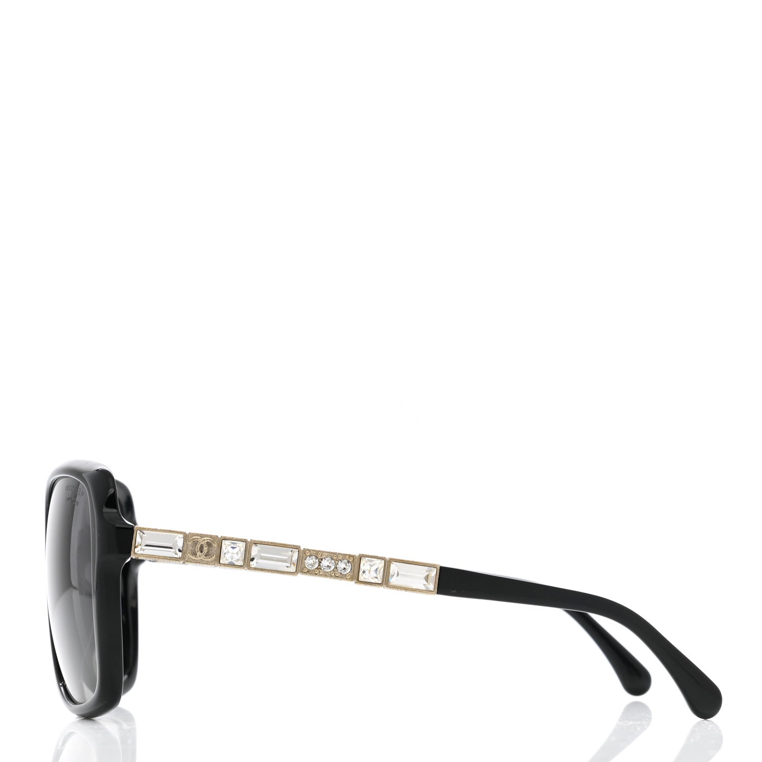 Chanel Crystal Baguette Polarized Square Sunglasses 5308-B Black 3 of 8