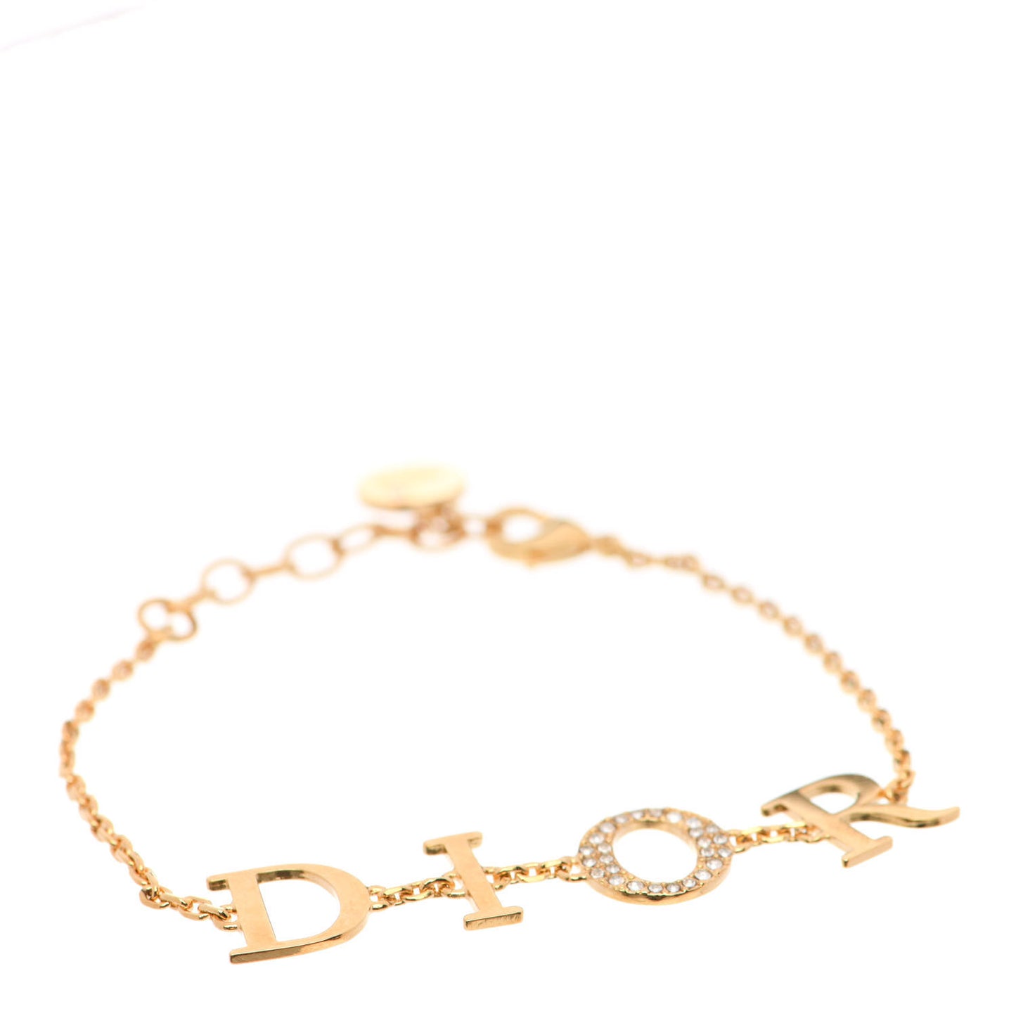 Metal Crystal Letters Bracelet Gold