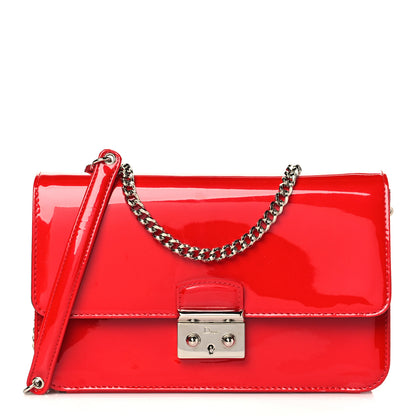 Christian Dior Metallic Box Patent Calfskin Miss Dior Promenade Pouch Red 1 of 11
