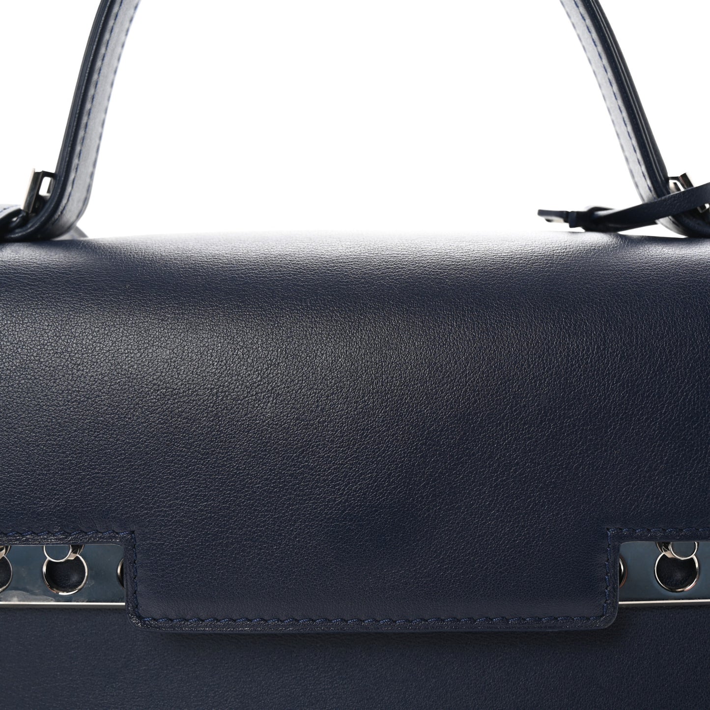Calfskin MM Tempete Satchel Navy