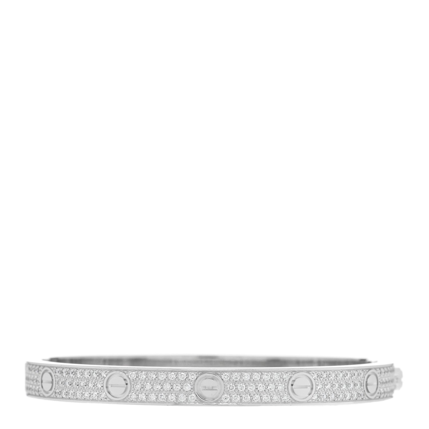 Cartier 18K White Gold Diamond LOVE Paved Bracelet 19 2 of 5