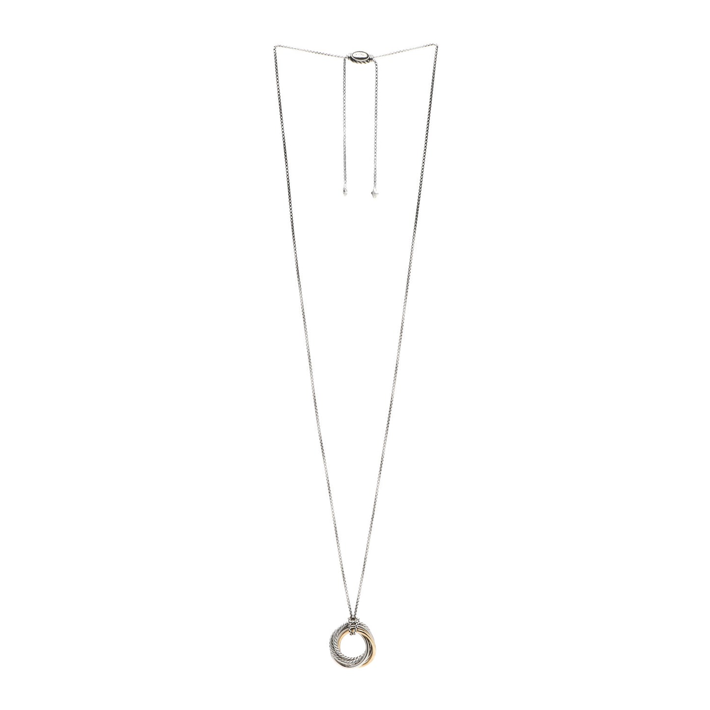 Sterling Silver 14K Yellow Gold 37mm Crossover Pendant Necklace
