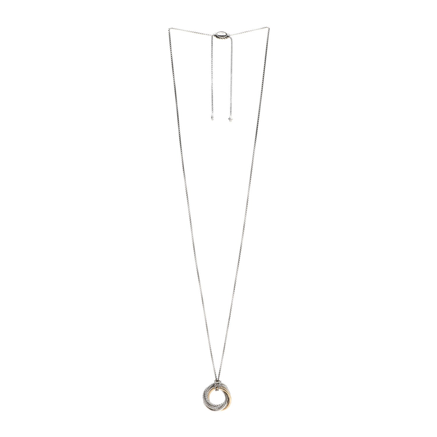 David Yurman Sterling Silver 14K Yellow Gold 37mm Crossover Pendant Necklace 3 of 4