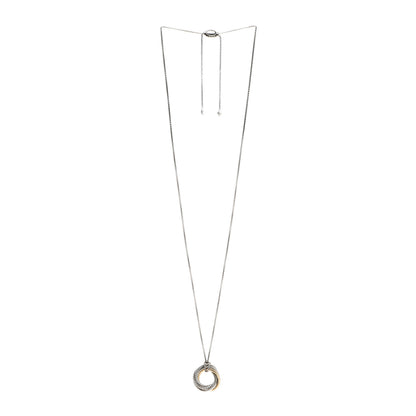 David Yurman Sterling Silver 14K Yellow Gold 37mm Crossover Pendant Necklace 3 of 4