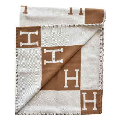 Hermes Wool Cashmere New Classic Avalon Blanket Ecru Camel 3 of 4