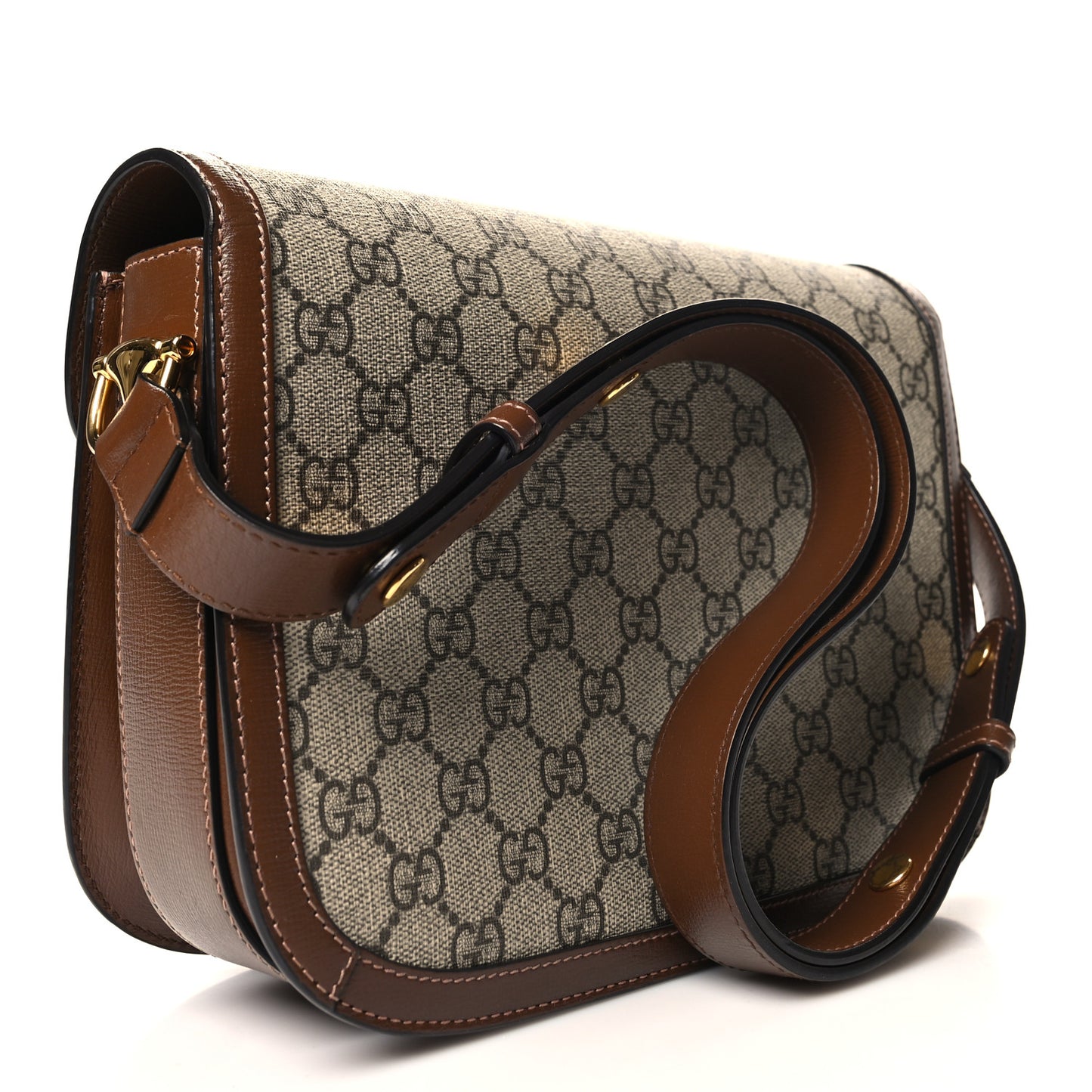 GG Supreme Monogram Horsebit 1955 Shoulder Bag Beige Brown Sugar