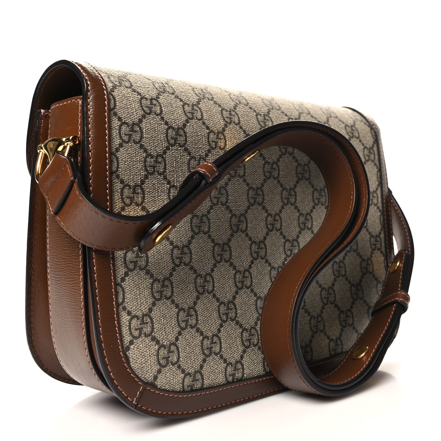 Gucci GG Supreme Monogram Horsebit 1955 Shoulder Bag Beige Brown Sugar 3 of 10
