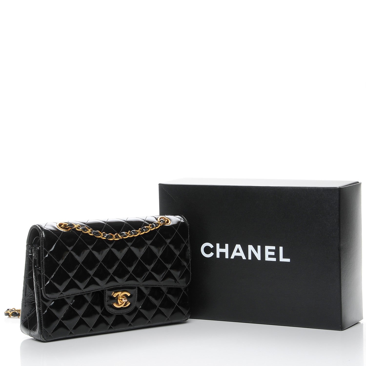 Chanel Patent Quilted Medium Double Flap Black 16 of 16