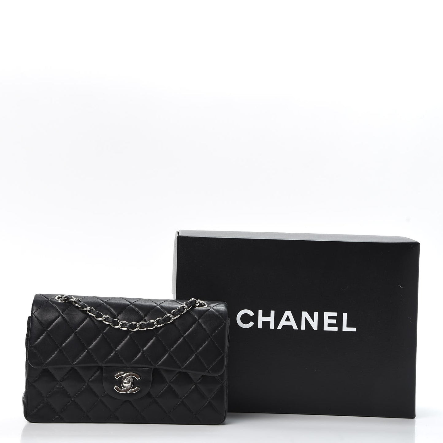 Lambskin Quilted Small Double Flap Black
